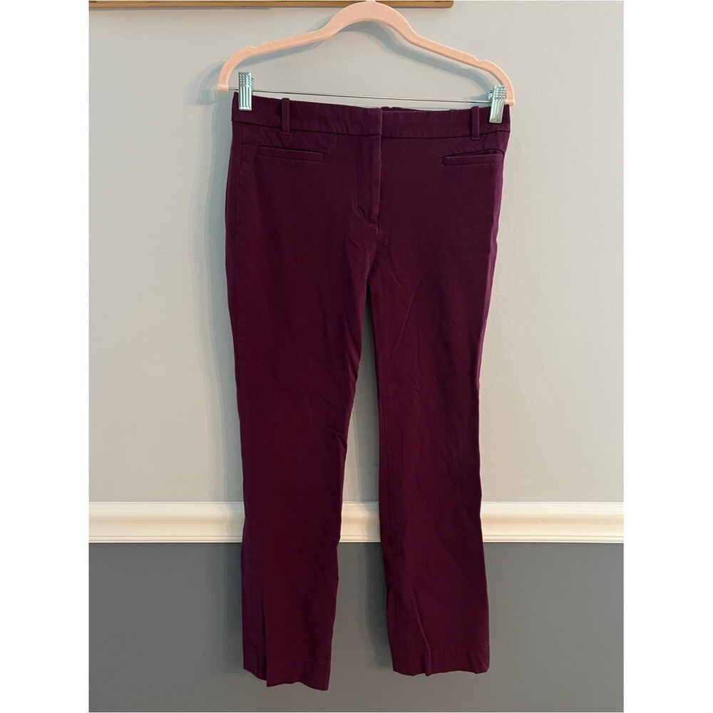 J.Crew Stretch Slim Ankle Pants Burgundy Plum Career Work Office Size US 2